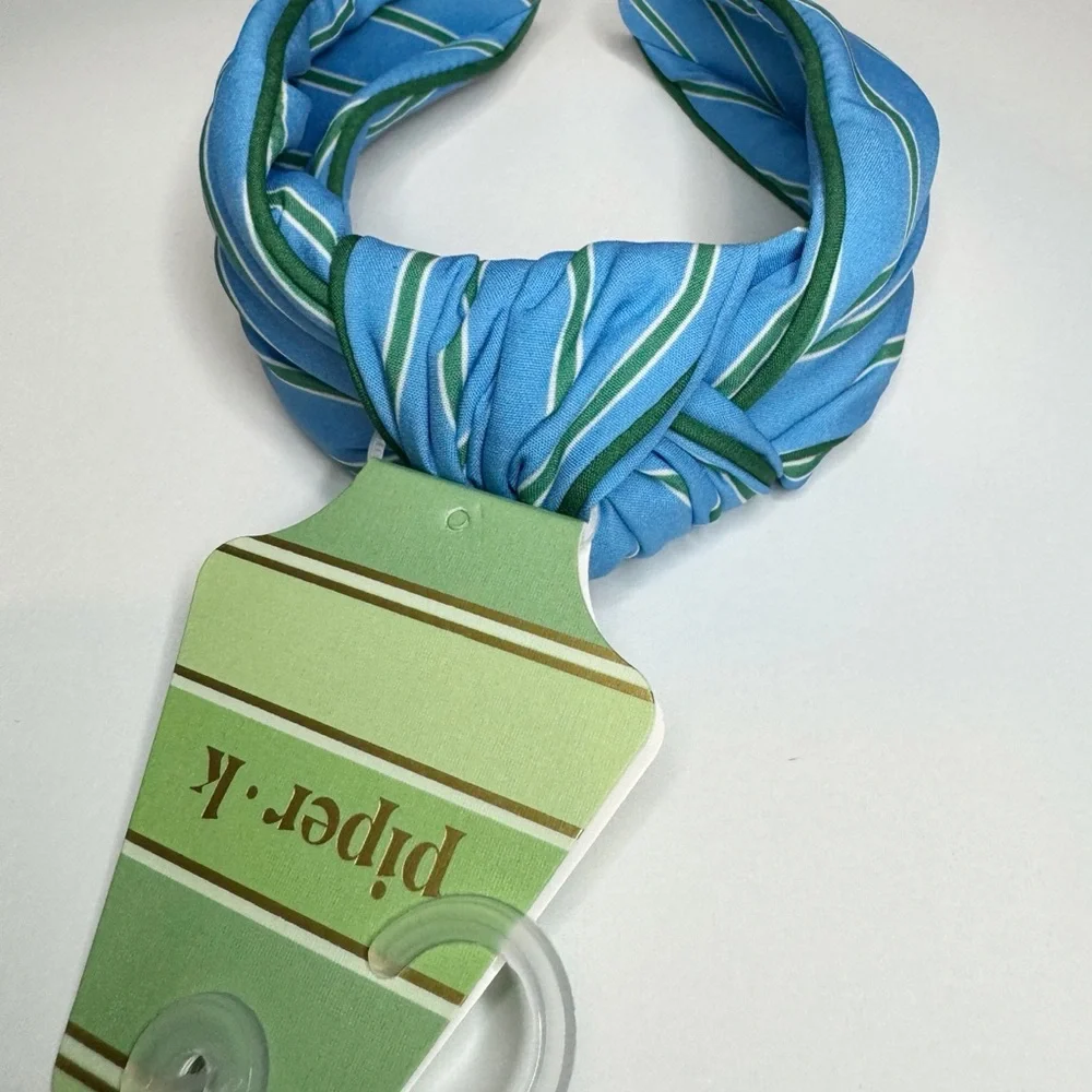 Piper K Blue Green Striped Headband Preppy Knot NWT One Size Chic Academia